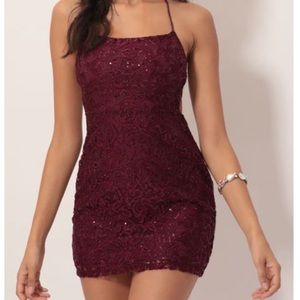 Burgundy mini dress